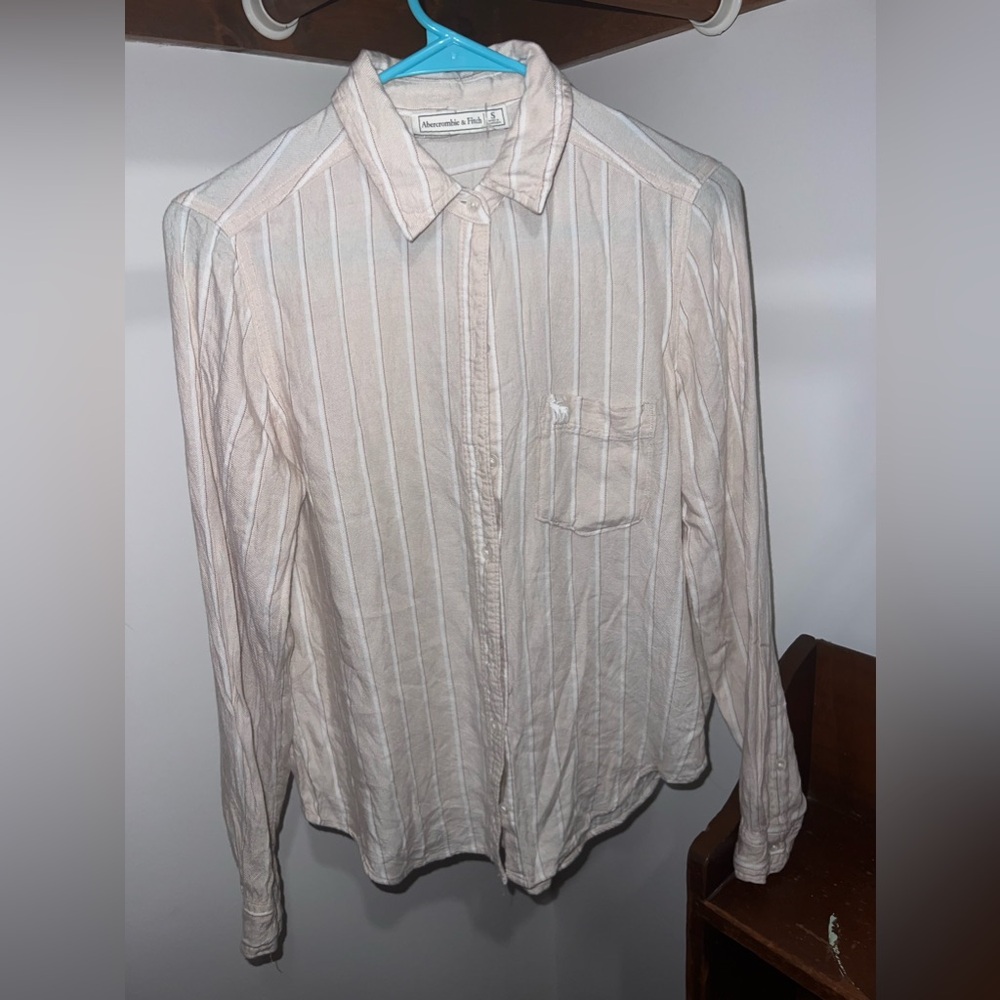 Abercrombie & Fitch Boyfriend Shirt Button Up striped blouse size small